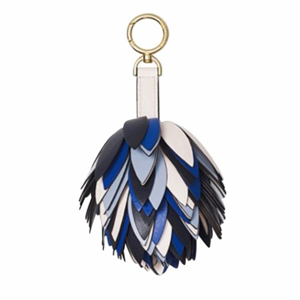 NWT MICHAEL KORSLeather Pom-Pom Bag Charm KeyChain